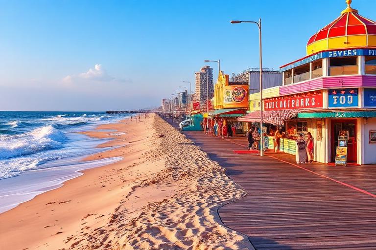 Rockaway Beach, Queens New York boardwalk and ocean view